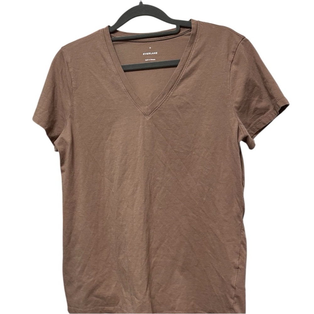 Everlane THE SLIM V-NECK TEE IN ESSENTIAL COTTON - Clay - Size Medium - Picture 3 of 3
